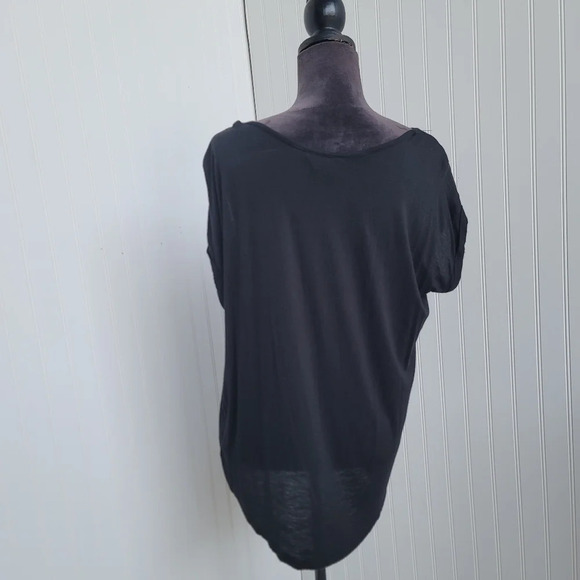 SJS Women's XL T-Shirt Black Studded Let's Fall In Love Eiffel Tower Stretch Top - Picture 5 of 8